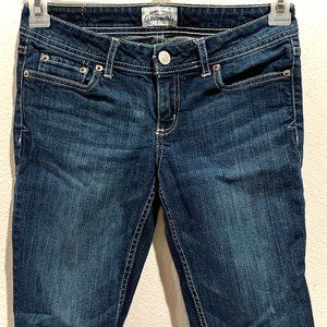 Plain blue, home hemmed, modest jean shorts